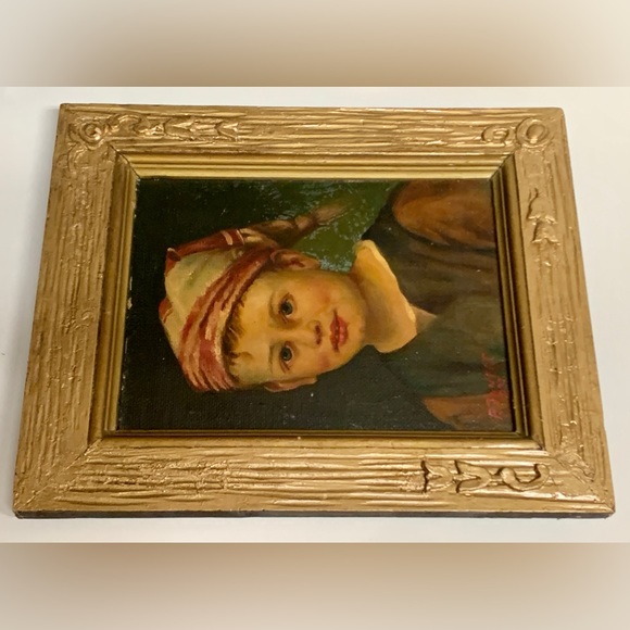 1937 Vintage Paul Janert Artist Signed Framed Oil Painting of Young Boy - Picture 16 of 16